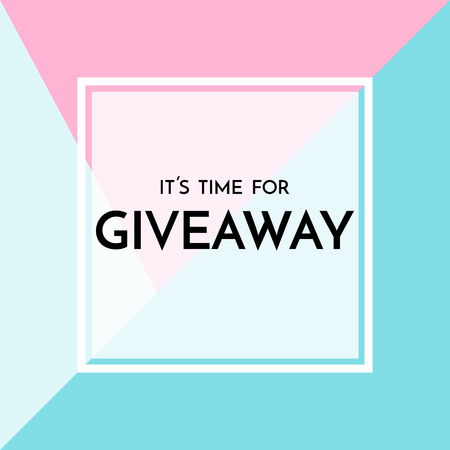 Time for giveaway - banner template. Time for Giveaway phrase on blue and pink background.のイラスト素材
