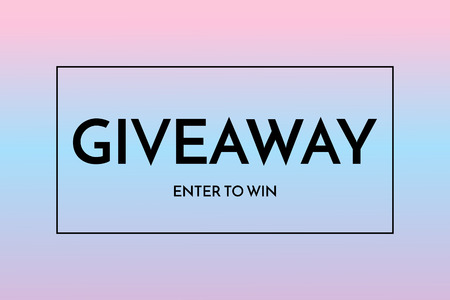 Giveaway banner template. Time for Giveaway phrase on blue and pink background.