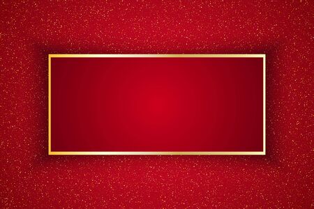 Gold Frame on red glitter background for your presentations. Vector illustration.のイラスト素材