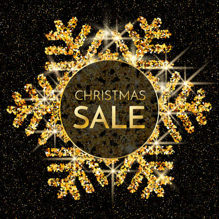 Sale. Christmas sale banner. Christmas sale phrase on dark background. Vector illustrationのイラスト素材