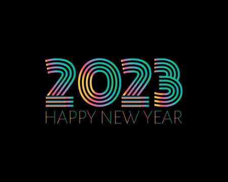 2023 Happy New Year. Illustration for the design of New Year s postcard, calendar. Colorful numbers...