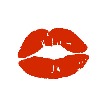 Red lips girl silhouette. Vector image of lips for t-shirt print, flyer, poster designのイラスト素材
