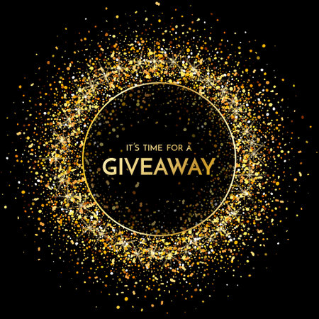 Time for a giveaway - banner template. It s time for a Giveaway phrase on dark glitter background. Christmas and New Year giveaway - holiday baner template. Vector illustrationのイラスト素材
