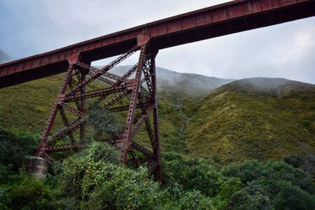 steel bridge surround fog and natureの写真素材