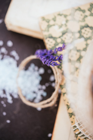 composition with lavenderの写真素材