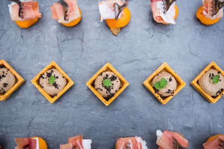 Assortment festive appetizers with tapasの写真素材