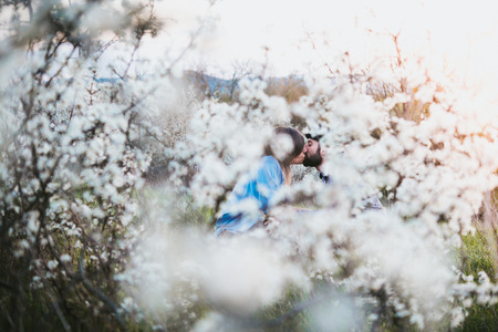 relationship of couple, kissing, love, flowerの写真素材