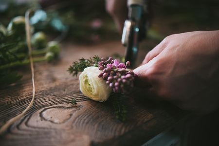 work with flowersの写真素材