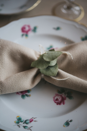 close-up of beautiful and chic wedding arrangement with plantsの写真素材