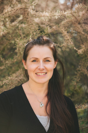 portrait, woman, trees backgroundの写真素材