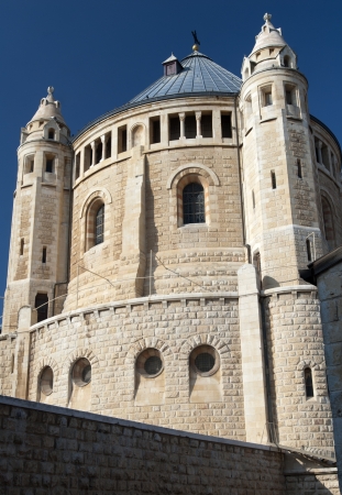 It is a view of the Hagia Sion Abbey in Jerusalem  on Mt. Zion just outside the walls of the Old City near the Zion Gate.の写真素材