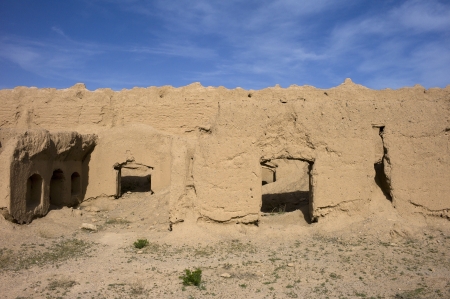 Desert Village in Iran, near Yazd,  with Adobe Houses の写真素材