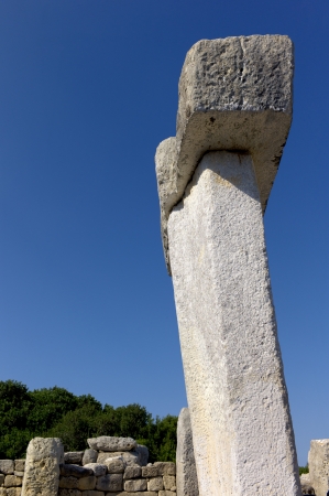 Taula from the site of Torralba dÃ©n Salord, Minorca, Spain  A taula  meaning の写真素材