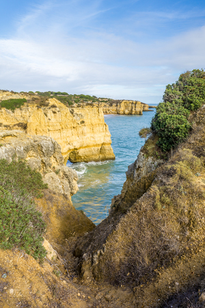 Cliffs located in the region of Algarve, Portugal.の写真素材