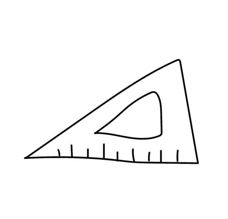 One vector triangle hand drawn black line. A thing and an accessory for studying on a white background.A simple illustration of the doodle style office.Design for posters,social networks,web,card.のイラスト素材