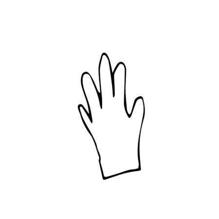 One vector glove hand drawn clip art. Black gardening illustration line art on a white isolated background. Design for wrapping paper, stickers, cards, packages and coloring.のイラスト素材