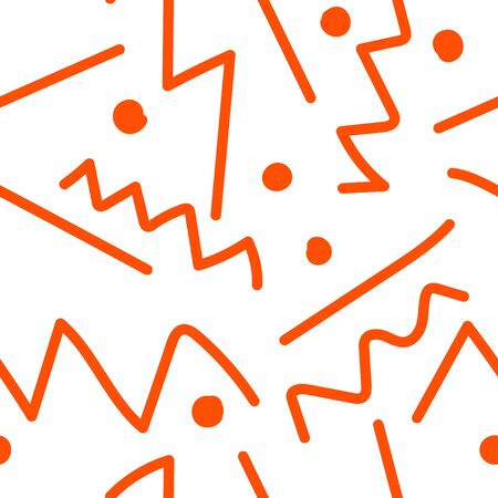 Vector abstract seamless pattern. Prints Lush Lava lines and hand drawn points on a white isolated background. Design for wallpaper, textiles, web, social media wrapping paper, packaging, banner.のイラスト素材