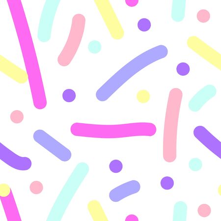 Vector abstract seamless pattern. Prints pastel colors lines and hand drawn points on a white isolated background. Design for wallpaper, textiles, web, social media wrapping paper, packaging, banner.のイラスト素材