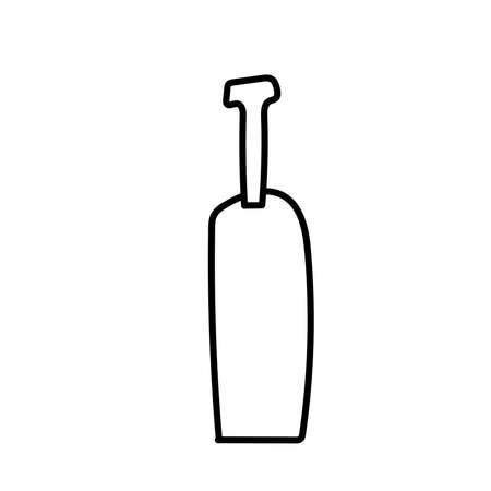 Vector single eco glass bottle. Ecological illustration doodle black line on a white isolated background.Design for social media, web,cards,textiles,wrapping paper,packaging,prints,coloring.のイラスト素材