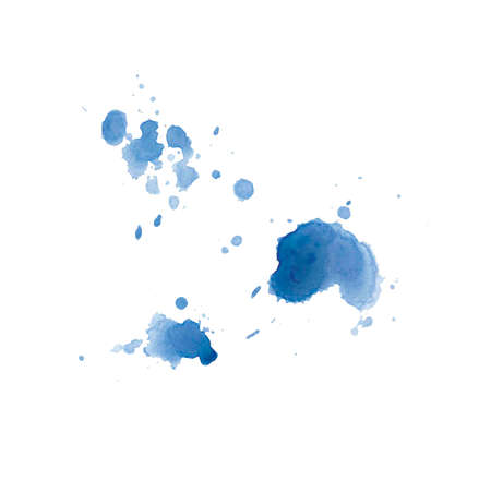 Watercolor blue blot.Abstract watercolor texture hand drawn isolated wash spot on white background for text design, web,wallpaper, label.の写真素材