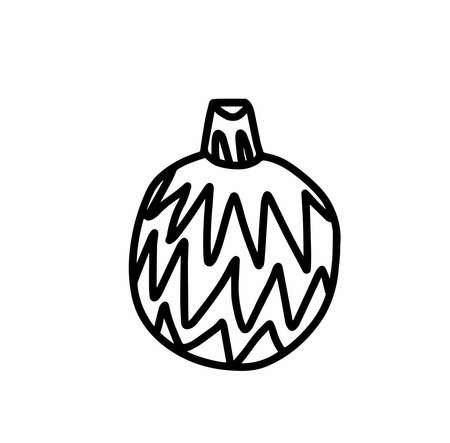 Vector Christmas tree decoration.Scandinavian style.Doodle black sketch line illustration.Design for backgrounds, web and coloring.のイラスト素材