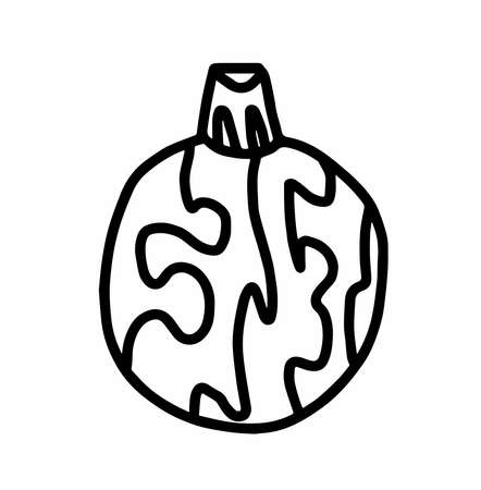 Vector Christmas tree decoration.Scandinavian style.Doodle black sketch line illustration.Design for backgrounds, web and coloring.のイラスト素材
