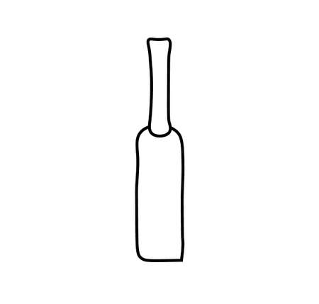 Vector bottle of wine with a black line. Simple food and cooking illustration in doodle style on a white isolated background hand drawn. Design for web, advertising, banners, menus, recipes.のイラスト素材