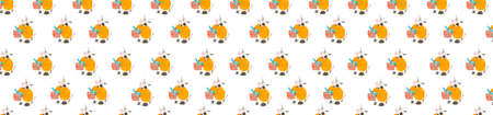 Watercolor banner with cow, Christmas trees, branches in blue, orange and brown colors.New Year, winter print on white isolated background.Design for wallpapers, textiles, social networks, web, packaging.の写真素材