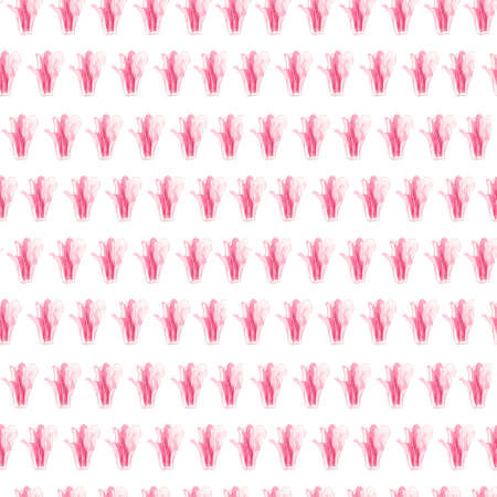 Watercolor seamless pattern with pink peony petals. Floral, botanical delicate print on white isolated background painted by hand. Design for wallpaper, textiles, packaging, invitations, wrapping paper.の写真素材