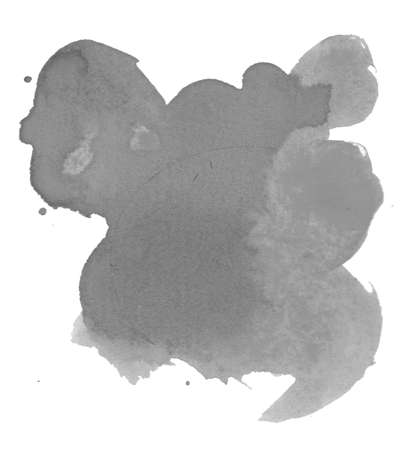 Watercolor texture Ultimate Gray color on white isolated background.Blot, childish drop, stain, paint, trandy spot 2021 hand drawn Designs for social media, packaging, label, copyspace, wedding, sticker, text.の写真素材
