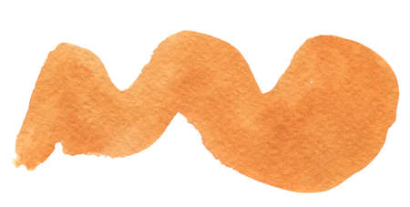 Watercolor abstract shape on white isolated background. Orange paint stain with texture. Paint hand drawn texture. Design for social media, copyspace, text, packaging, cards, printing, advertising.の写真素材