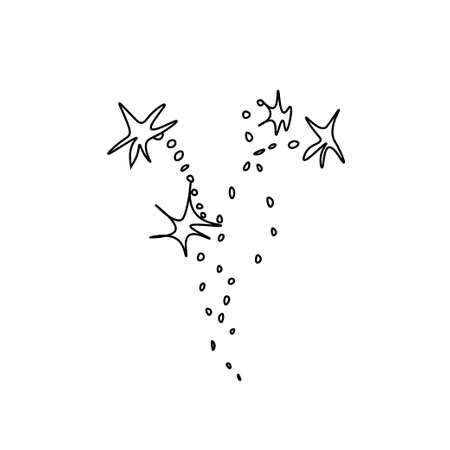 Vector Fireworks in doodle style.One simple sky.Illustration bright lights for Chinese New Year with black line hand drawn.Design for menus, cards, stickers, prints, social networks, web.のイラスト素材