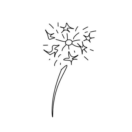 Vector Fireworks in doodle style.One simple sky.Illustration bright lights for Chinese New Year with black line hand drawn.Design for menus, cards, stickers, prints, social networks, web.のイラスト素材