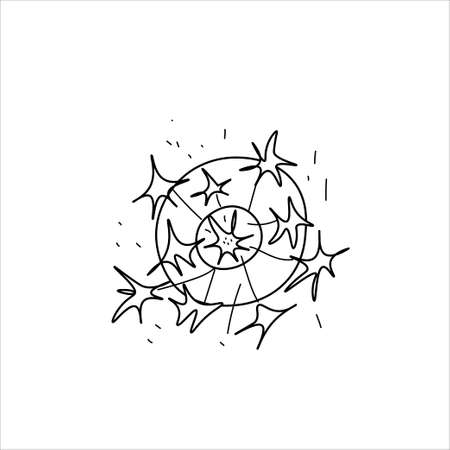 Vector Fireworks in doodle style.One simple sky.Illustration bright lights for Chinese New Year with black line hand drawn.Design for menus, cards, stickers, prints, social networks, web.のイラスト素材