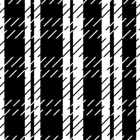 Seamless vector pattern in black and white buffalo plaid. Autumn classic linen print.