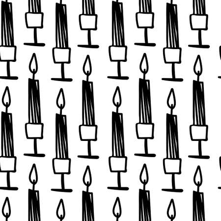 Vector seamless pattern for Halloween day with black line on transparent hand drawn background.Scary, horror doodle style print.のイラスト素材