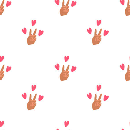 Vector seamless pattern LGBTQ isolated background flat.Bright, hippie, peaceful hand painted print.のイラスト素材