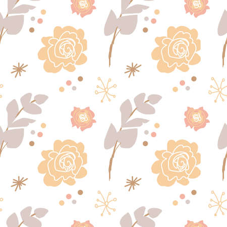 Vector seamless pattern for Christmas in flat pastel colors on transparent background. Cute, festive, winter print hand drawn. Design for textile, fabric, wrapping paper, packaging, scrapbook paper.のイラスト素材