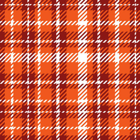 Vector seamless plaid pattern with orange and brown colors. Repeating, summer, tartan, bright hand drawn in doodle style.のイラスト素材