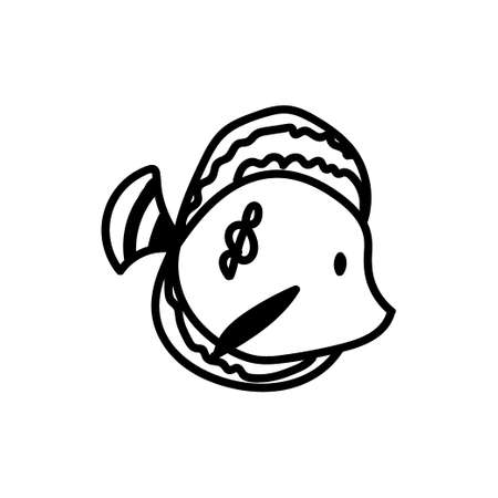 Vector simple illustration with tropical fish on white isolated background.のイラスト素材