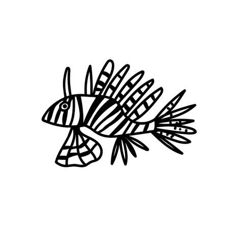 Vector simple illustration with tropical fish on white isolated background.のイラスト素材