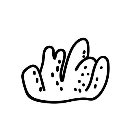 Vector simple illustration with Corals on white isolated background.Ocean,Summer underwater animal hand drawn in doodle style.Design for postcards,stickers,packages,social media,web,coloring.のイラスト素材