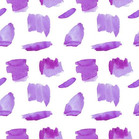Watercolor seamless Valentine's Day pattern in lilac on white isolated background.Spring,abstract,hand painted floral print.Designs for scrapbooking,packaging,wrapping paper,textiles,fabric.の写真素材