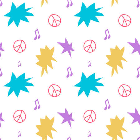 Seamless bright vector pattern with a Peace message. No war repeating ornament on transparent...