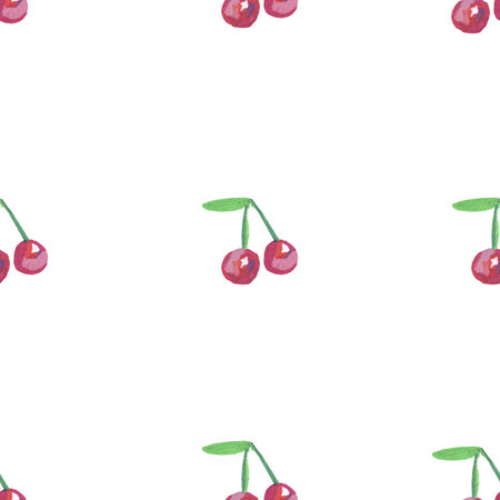 Berries wax crayons seamless pattern on white isolated background. Textural and food repeating pattern. Design for textiles, wrapping paper and wallpaper.の写真素材