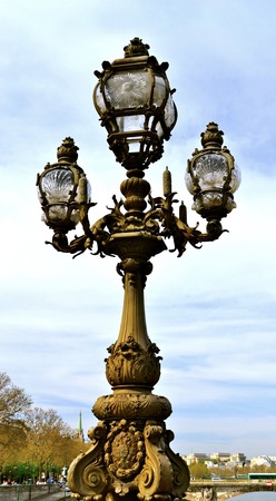 A restored street lamp in Paris, Franceの写真素材