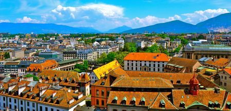 A sweeping view of Geneva, Switzerlandの写真素材