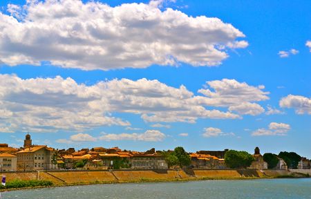 River view of Arles, Franceの写真素材