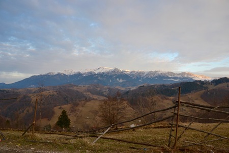 A stunning view of the Carpathian Mountains in Romaniaの写真素材