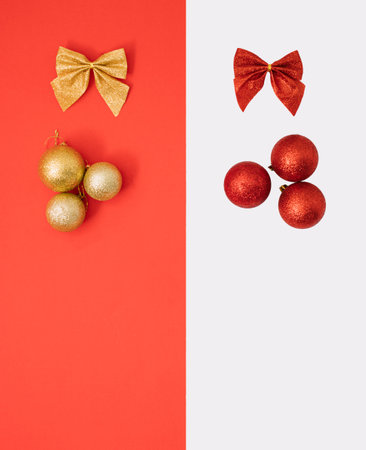 Christmas and chinese new year scene, creative snow man in retro bag with happy red background. Xmas decoration concept with copy space. Minimal colored with simple retro pop art decoration.の写真素材